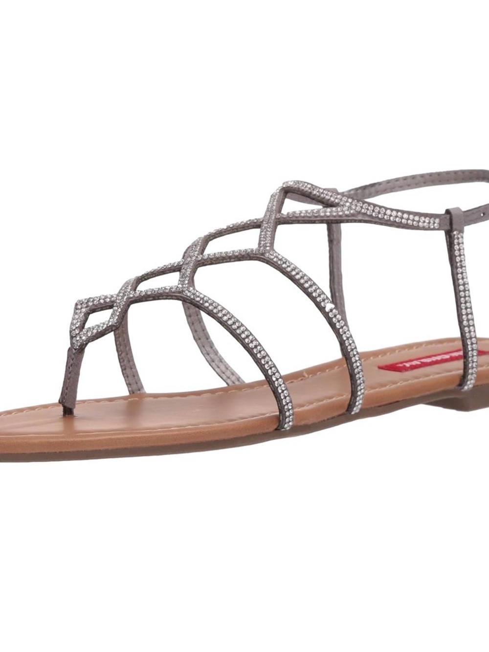 UNIONBAY Silver Rhinestone Strappy Flat Sandals